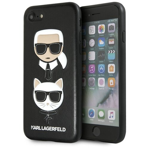 фото Чехол cg mobile karl lagerfeld embossed karl and choupette hard pu для iphone 7/8/se 2020, цвет черный (klhci8kickc)