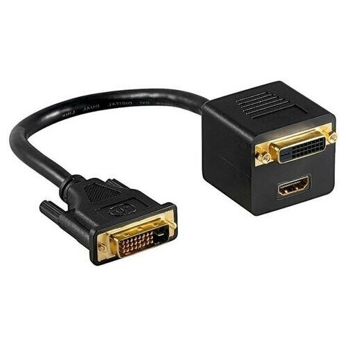 Переходник DVI M (24+1) to HDMI F + DVI F (24+1)