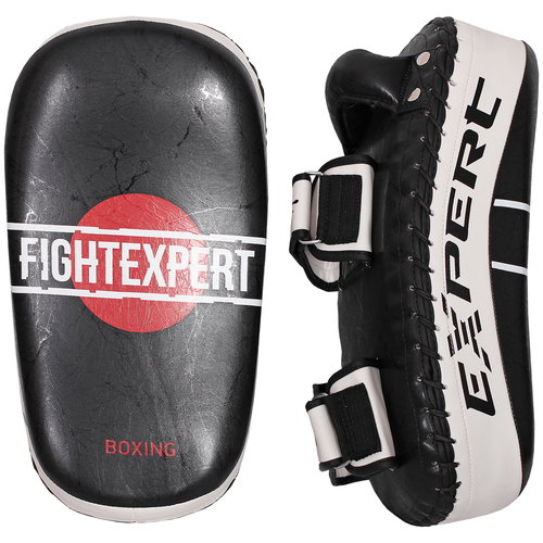 фото Тренировочный щит (макивара) для ударов (тайские пэды) fight expert кожа (кожа, 39*19*9 см,черный) - fight expert