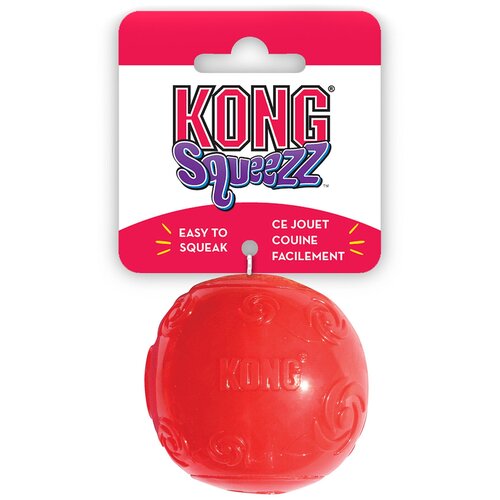 фото Kong игрушка для собак сквиз мячик очень большой резиновый с пищалкой 9 см, цвета