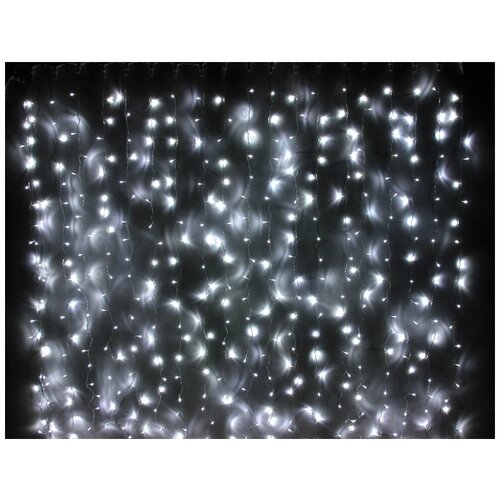фото Занавес световой play light штора, 500 холодных белых led ламп, 2,4х1,5 м, 220 v, коннектор, прозрачный провод, snowhous snowhouse
