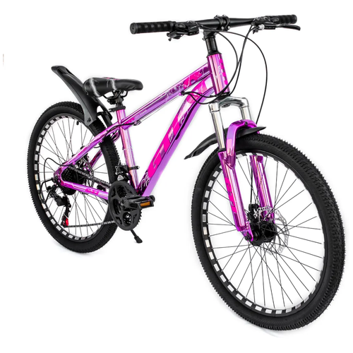 фото Велосипед спортивный тм "gti" 24", 21 скорость, дисковые тормоза, розовый хром