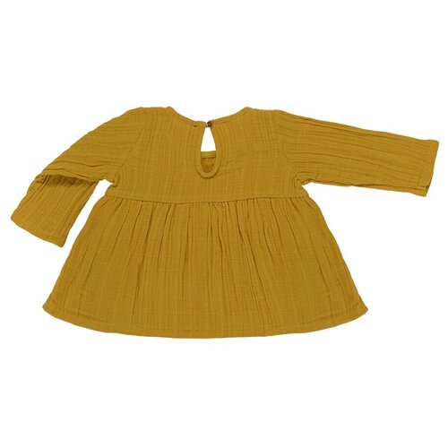 фото Платье с длинным рукавом из хлопкового муслина горчичного цвета из коллекции essential 24-36m (69604) tkano