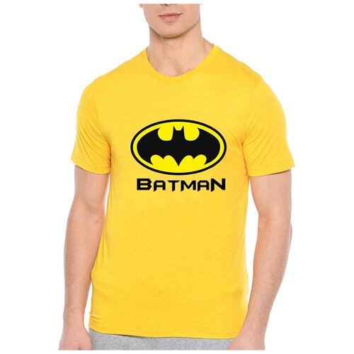 фото Футболка batman, силуэт в желтом круге. цвет: желтый. размер: s drabs