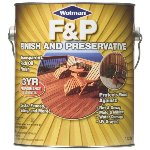 фото Масло для защиты древесины атмосферостойкое wolman finish and preservative натуральное дерево 3,78 л.