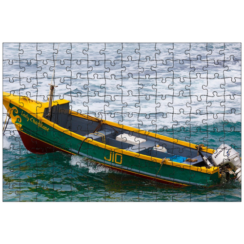 фото Магнитный пазл 27x18см."рыболовная лодка, карибский бассейн, красочный" на холодильник lotsprints
