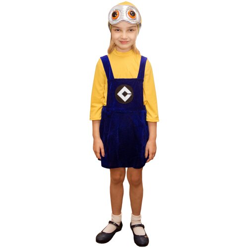 фото Костюм миньон девочка детский (шапка, сарафан, водолазка), 26 (110 см) elite classic