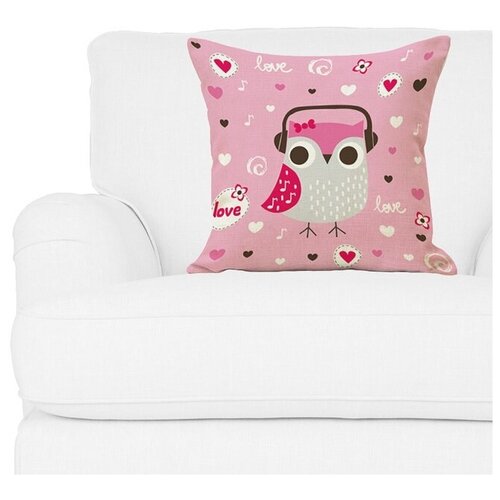 фото Декоративная подушка, льняная наволочка, розовая, 45х45 см,5 sisters 5s- pillow-79