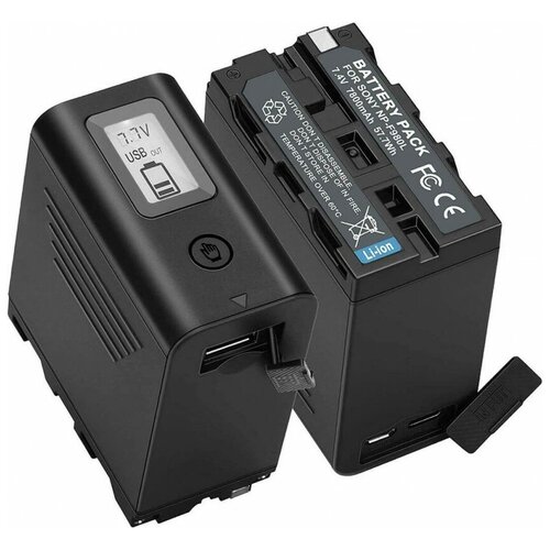 фото Аккумулятор digital np-f980l (7800mah) заменяет np-f970 с жк-дисплеем и выходом usb и входом для зарядки с usb type-c и micro usb