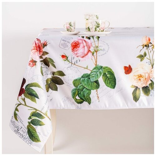 фото Скатерть прямоугольная "цветы с марками" 155х240 см myatashop