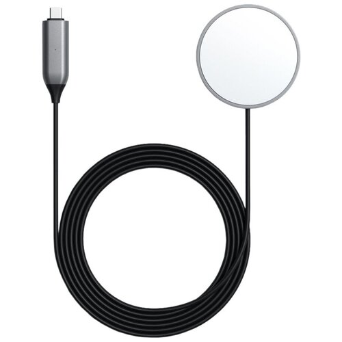 фото Беспроводное зарядное устройство satechi magnetic wireless charging cable, до 7.5w для apple iphone, серый космос st-ucqimcm
