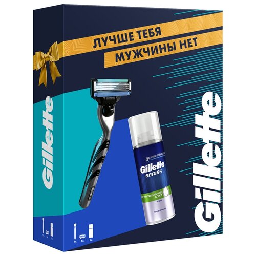 фото Подарочный набор gillette gilette:бритва mach 3 с 1 кассетой + гель для бритья