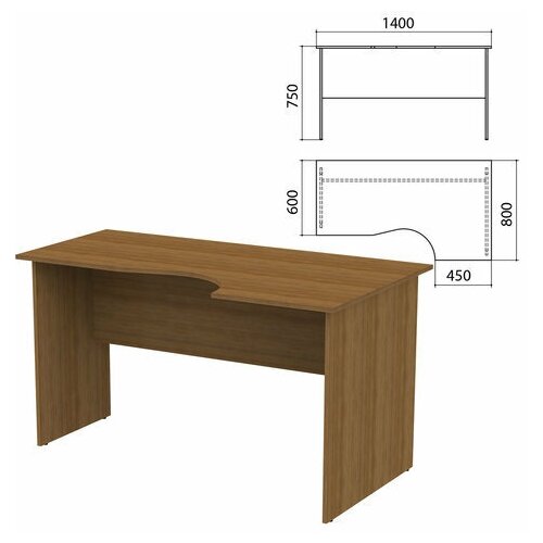 фото Стол письменный эргономичный "канц", 1400х800х750 мм, правый, цвет орех пирамидальный, ск30.9