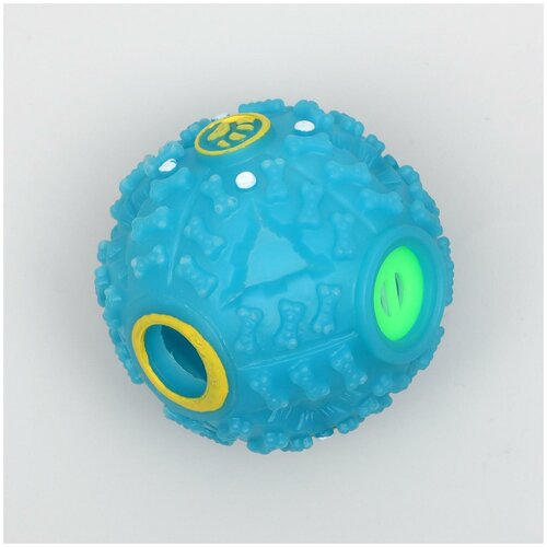 фото Квакающий мяч для собак, жёсткий, 7,5 см, голубой пижон