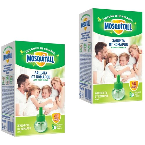 фото Жидкость для фумигатора mosquitall защита от комаров для всей семьи 30 мл 2 упаковки