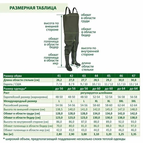 фото Полукомбинезон для рыбалки, комбинезон рыболовный, вейдерсы для рыбалки, сапоги для рыбалки, забродные, заброды 42 step