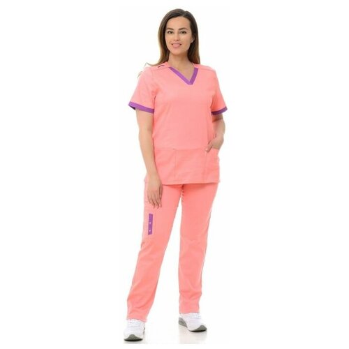 фото Костюм медицинский женский "мажорка" 116.3.8 (42/оранжевый с отделкой сирень/стрейч мед) medicalwear