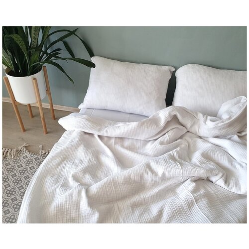 фото Утяжеленное одеяло sleepdeep 8 кг, 140х200 см, белый чехол из муслина parapete