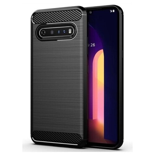 фото Черный чехол мягкий для lg v60 thinq, серия carbon от caseport