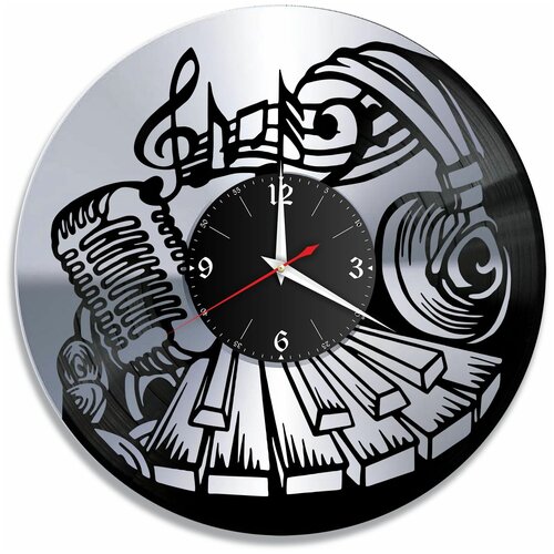 фото Настенные часы redlaser музыка, серебро, из винила №17 vc-10887-2