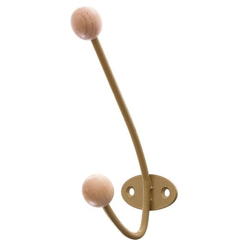 фото Крючок-вешалка с деревянным шариком, цвет золото vibrosa
