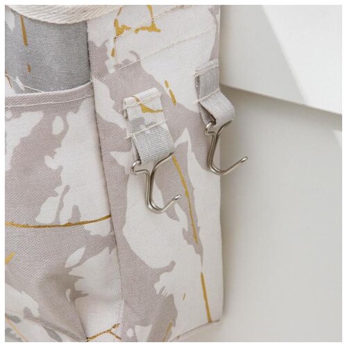 фото Органайзер с карманами доляна подвесной, "мрамор", 3 отделения, 31*11*27 см, серый (5453904)