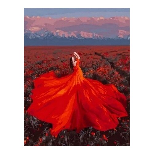 фото Картина по номерам девушка в оранжевом платье, 40x50 см. paintboy