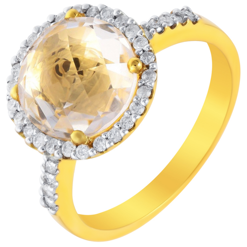 фото Jv кольцо из золота 750 пробы с кварцем и бриллиантами 01493r-wqz-yg, размер 17.5