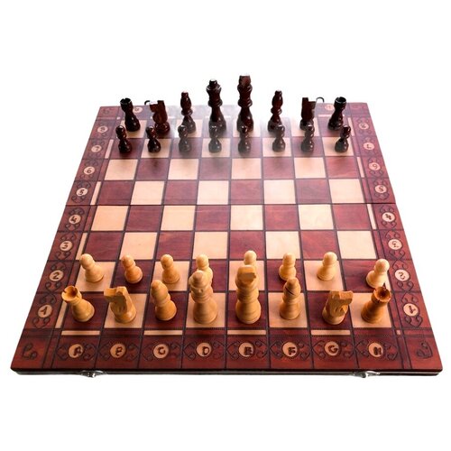 фото Шахматы, шашки, нары из дерева на магните настольная игра 3 в 1 доска 39 см. tong de