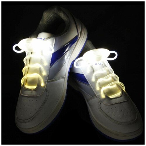 фото Светящиеся шнурки, 1 пара, белый, moscowcycling shoe-wt