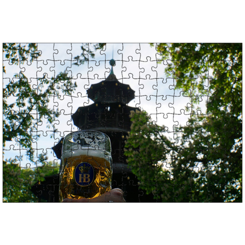 фото Магнитный пазл 27x18см."пиво, пивная кружка, английский сад" на холодильник lotsprints