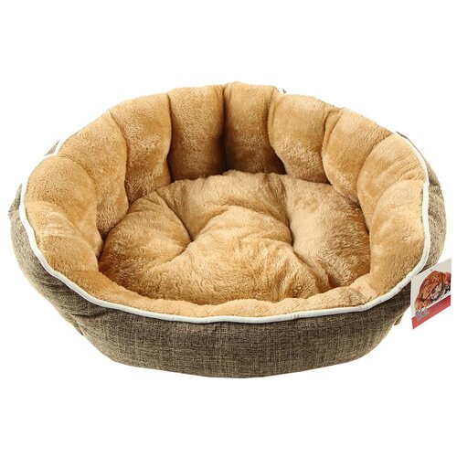 фото Лежак с бортом 48х42х17 см, меховой, съемная подушка, коричневый pet choice