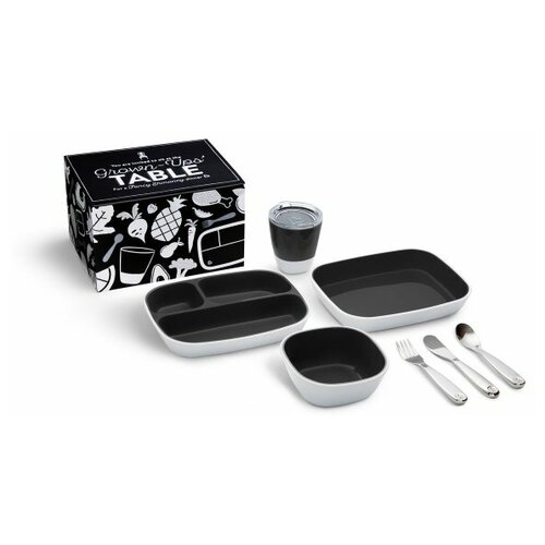 фото Набор посуды munchkin splash, 7 предметов: 3 миски, стаканчик, столовые приборы, черный