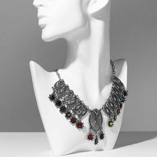 фото Колье "индия" овалы, цветное в черненом серебре, 30см queen fair