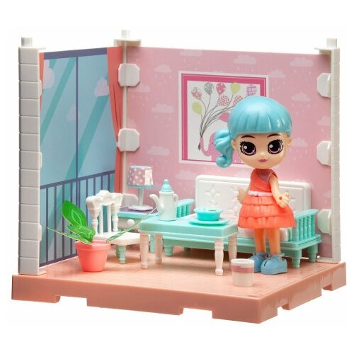 фото Игровой набор abtoys модульный домик (собери сам), 1 секция. мини-кукла в гостинной, в наборе с аксессуарами
