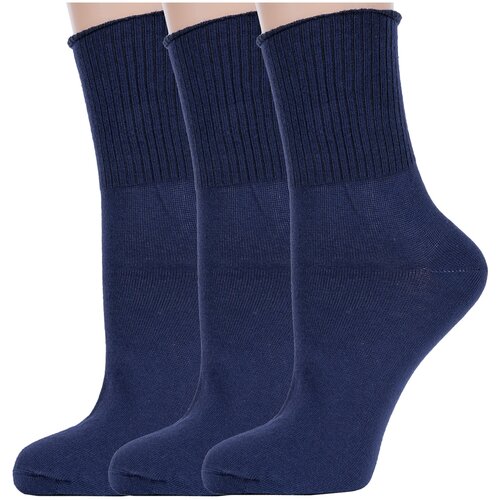 фото Комплект из 3 пар женских медицинских носков брестские (бчк) рис. 033, темно-синие, размер 23