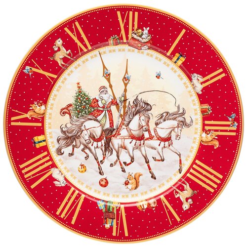 фото Тарелка обеденная часы 26см красная lefard (85-1711)