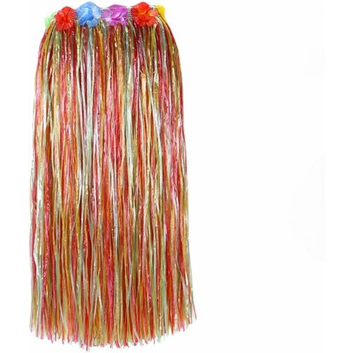 фото Гавайская юбка длинная разноцветная с цветочками, 80 см happy pirate