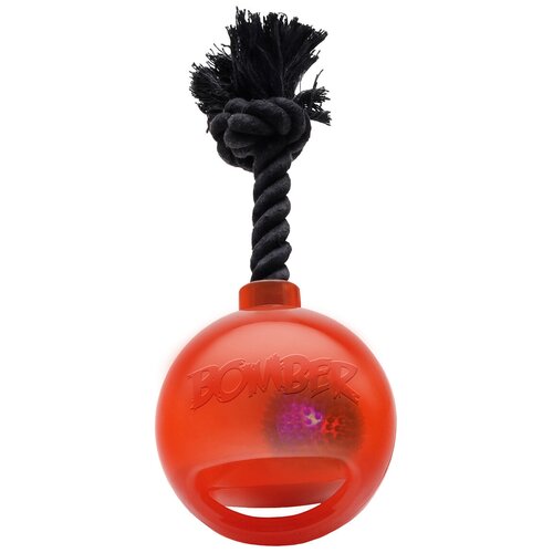 фото Игрушка для собак hagen мяч светящийся с ручкой на веревке, оранжевый, 12,7 см