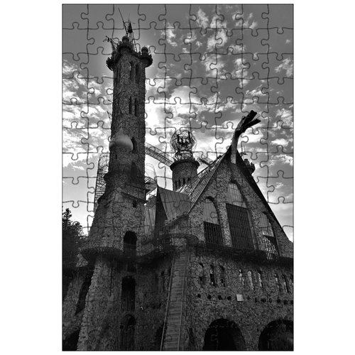 фото Магнитный пазл 27x18см."епископский замок, черное и белое, замок" на холодильник lotsprints