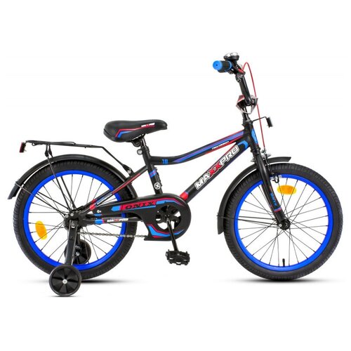фото Детский велосипед maxxpro onix 20 чёрно-синий с боковыми колесами