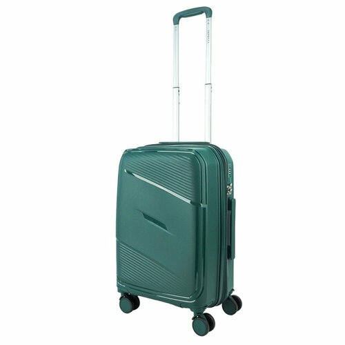 фото Умный чемодан impreza, полипропилен, износостойкий, ребра жесткости, рифленая поверхность, увеличение объема, опорные ножки на боковой стенке, 63 л, размер s+, зеленый