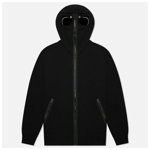 фото Мужская толстовка c.p. company diagonal raised fleece explorer goggle hoodie чёрный , размер s