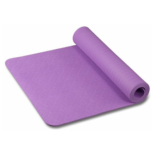 фото In020 коврик для йоги и фитнеса indigo tpe с тиснением фиолетовый 173*61*0,6 см