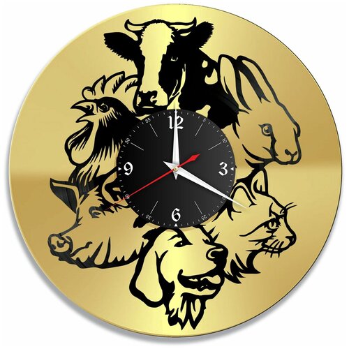 фото Настенные часы redlaser домашние животные золото, из винила, №1 vc-11004-1