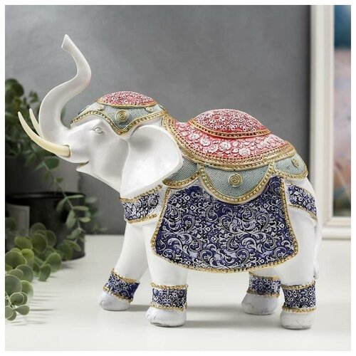 фото Сувенир полистоун "индийский слон в цветной попоне с узорами" 25х27,5х10,5 см qwen