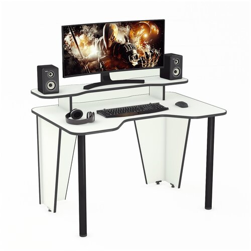 фото Игровой компьютерный стол бело-черный xplace-polka5