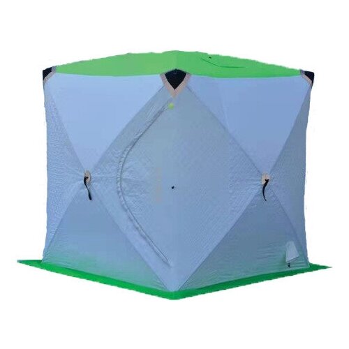 фото Палатка утеплённая 2206 "улов" ( цвет : бело- зеленый) (2.20м * 2.20м * 2.30м) со светоотражающими элементами