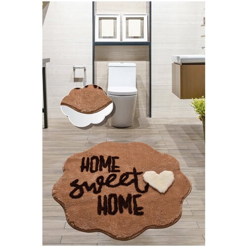 фото Коврик для ванной круглый 90x90 см, коричневый, 8682125964744 chilai home