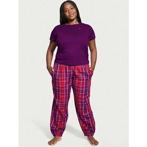 фото Пижама victoria's secret, брюки, майка, короткий рукав, размер xs regular, красный, фиолетовый